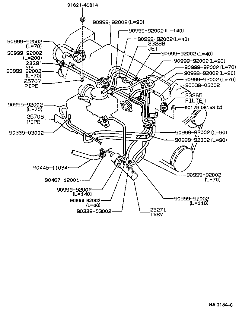 25706-16320 PIPE SUB-ASSY, VACUUM TRANSMITTING, NO.1 product image