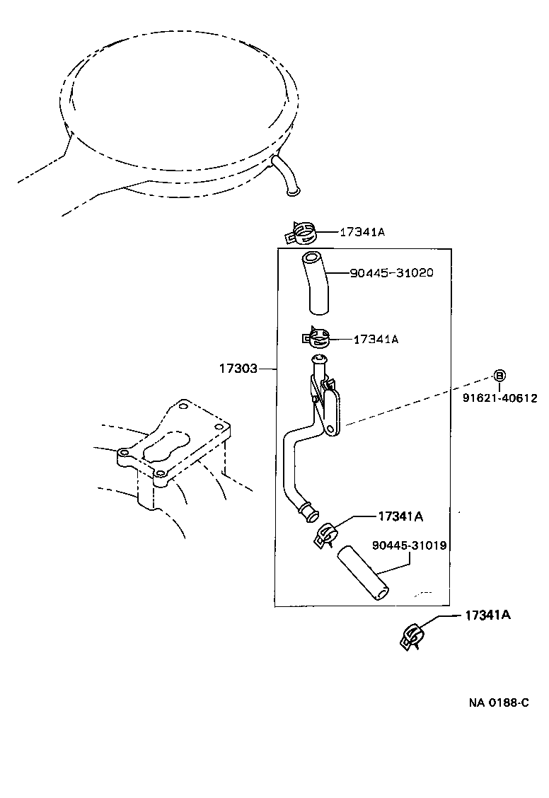 Toyota 90467-26004 CLAMP OR CLIP, NO.1(FOR AIR INJECTION SYSTEM HOSE, NO.1)