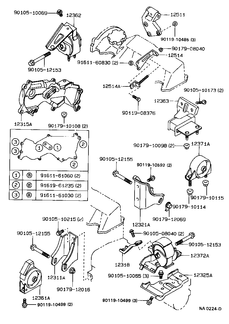 12361-64150 INSULATOR, ENGINE MOUNTING, FRONT(FOR TRANSVERSE ENGINE) product image