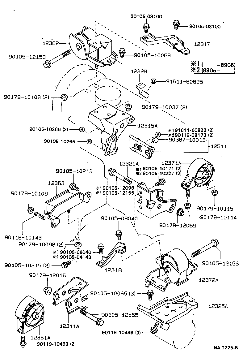12361-64150 INSULATOR, ENGINE MOUNTING, FRONT(FOR TRANSVERSE ENGINE) product image