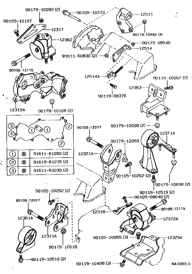 12361-74180 INSULATOR, ENGINE MOUNTING, FRONT(FOR TRANSVERSE ENGINE) product image