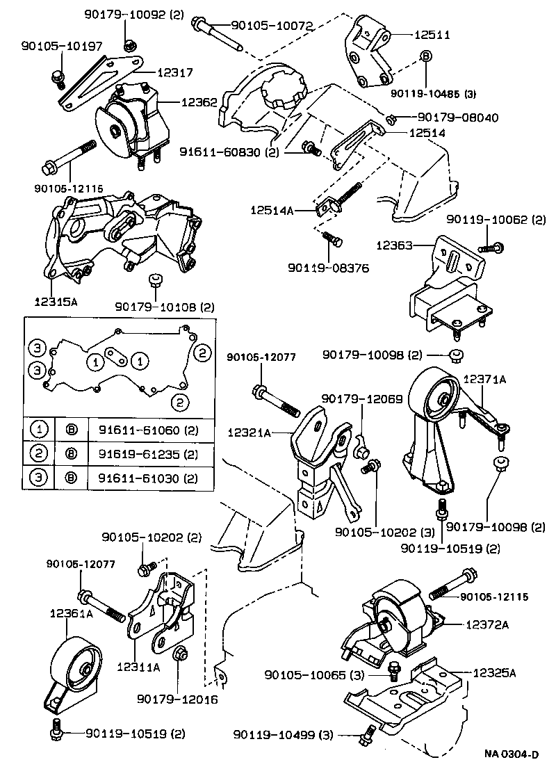 12361-64170 INSULATOR, ENGINE MOUNTING, FRONT(FOR TRANSVERSE ENGINE) product image