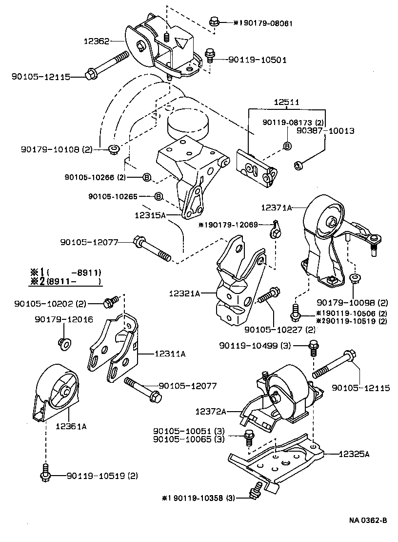 12361-74180 INSULATOR, ENGINE MOUNTING, FRONT(FOR TRANSVERSE ENGINE) product image