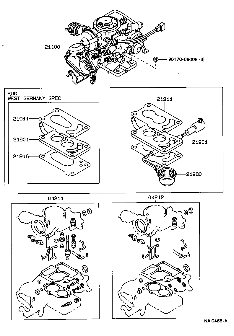 21100-16390 CARBURETOR ASSY product image