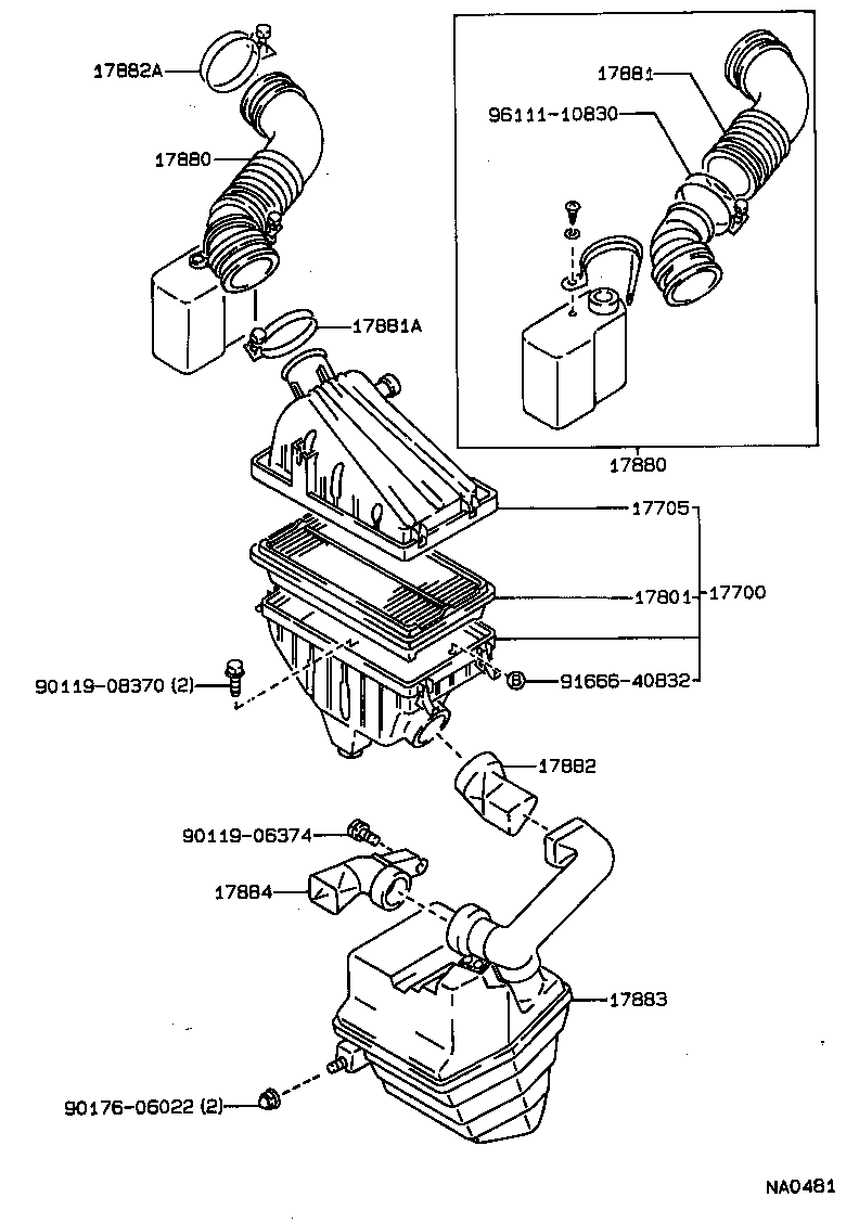 17705-74180 CAP SUB-ASSY, AIR CLEANER product image