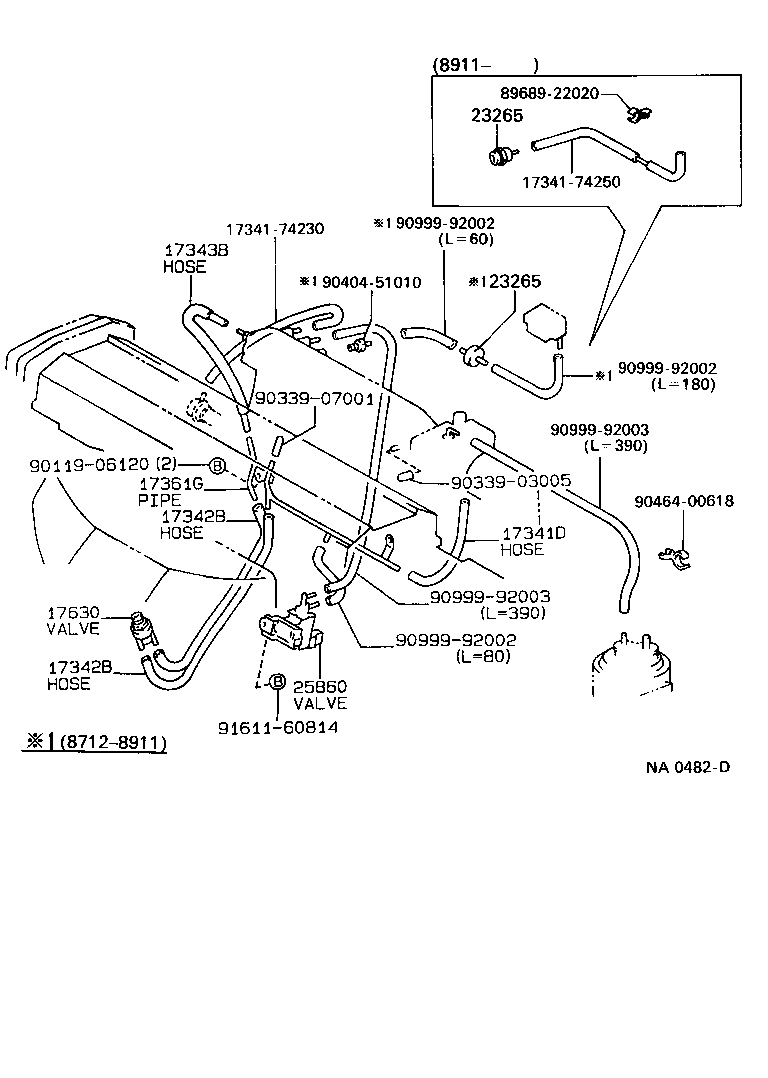 17341-74080 HOSE, NO.1(FOR IDLE-UP) product image