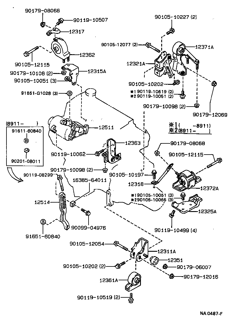 12361-74180 INSULATOR, ENGINE MOUNTING, FRONT(FOR TRANSVERSE ENGINE) product image