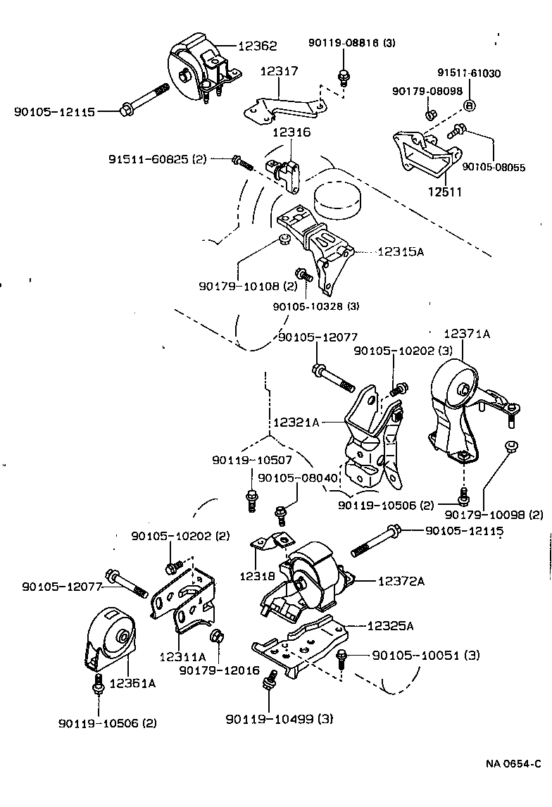 12361-16160 INSULATOR, ENGINE MOUNTING, FRONT(FOR TRANSVERSE ENGINE) product image