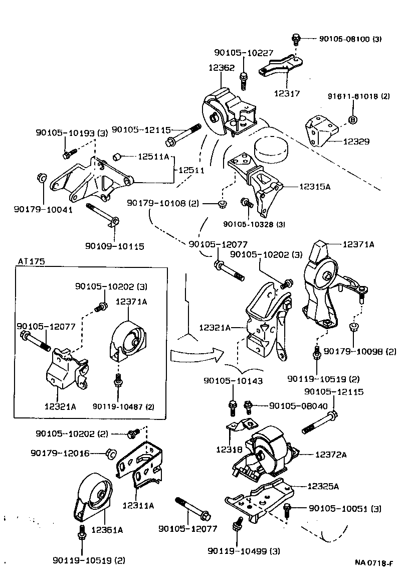 12361-16160 INSULATOR, ENGINE MOUNTING, FRONT(FOR TRANSVERSE ENGINE) product image