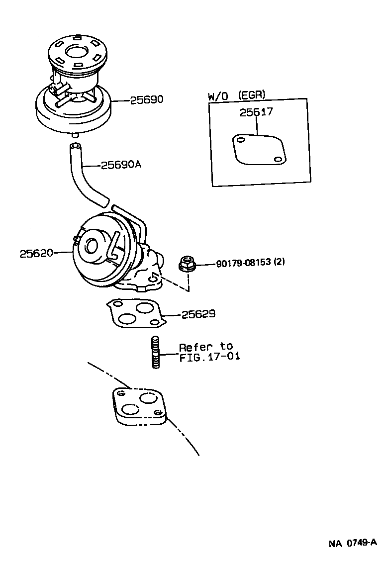 Toyota 25602-16050 PIPE SUB-ASSY, EGR, NO.2