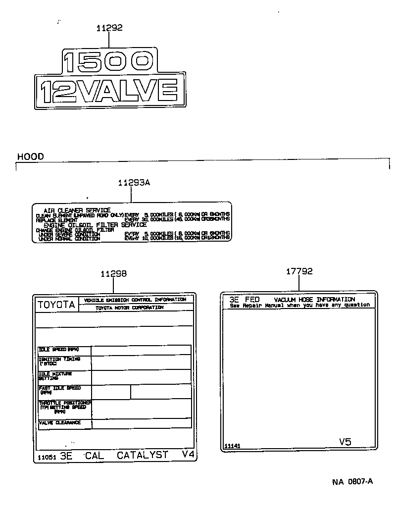Toyota 11298-11053 PLATE, EMISSION CONTROL INFORMATION