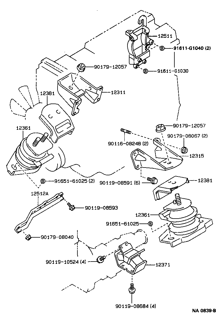 12311-74070 BRACKET, ENGINE MOUNTING, FRONT NO.1 RH product image