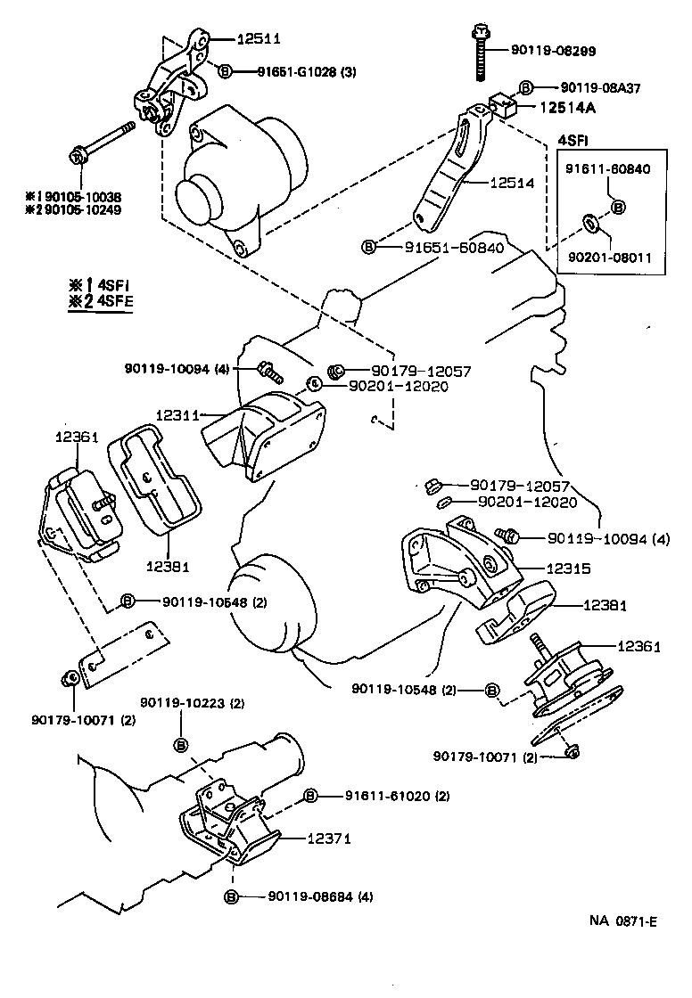 12311-74070 BRACKET, ENGINE MOUNTING, FRONT NO.1 RH product image