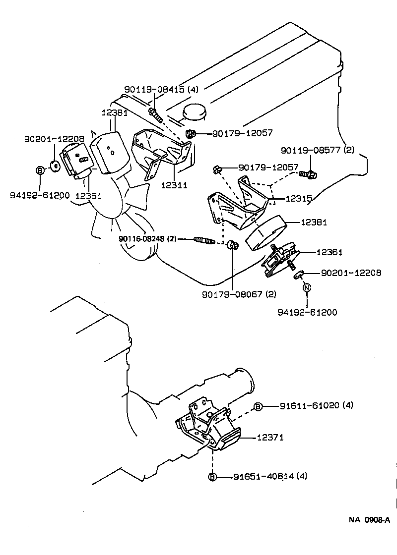 12311-70110 BRACKET, ENGINE MOUNTING, FRONT NO.1 RH product image