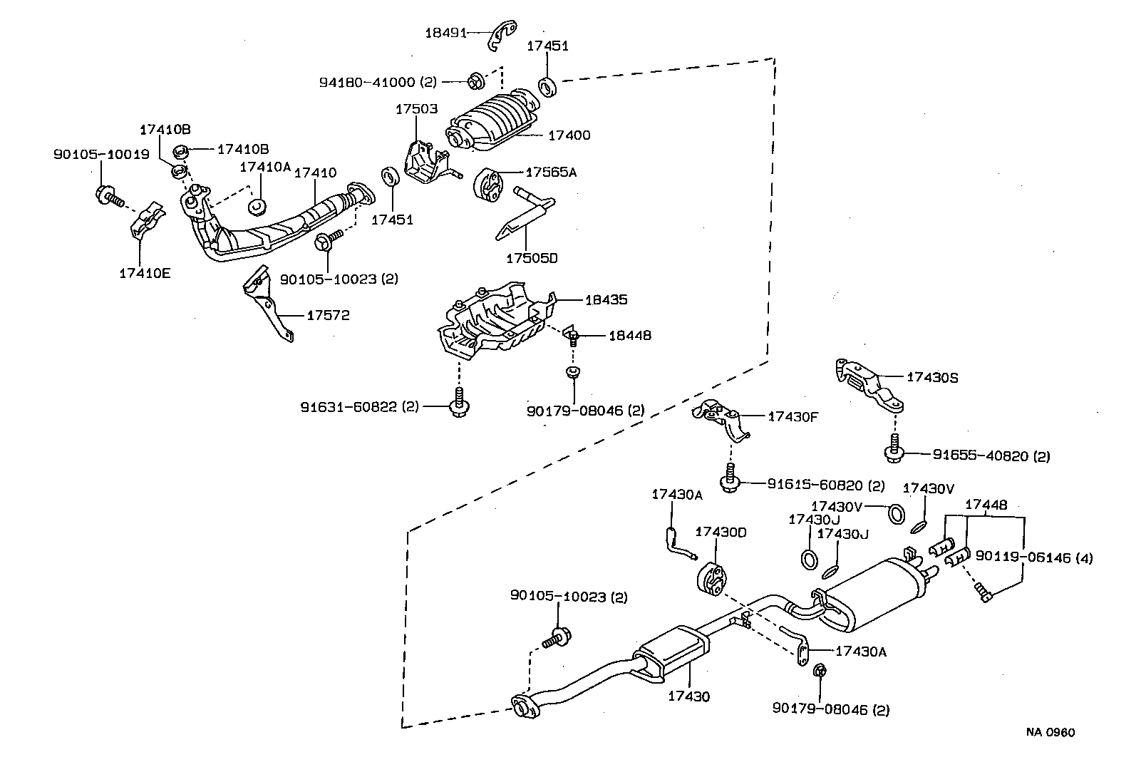17430-42092 PIPE ASSY, EXHAUST, TAIL product image