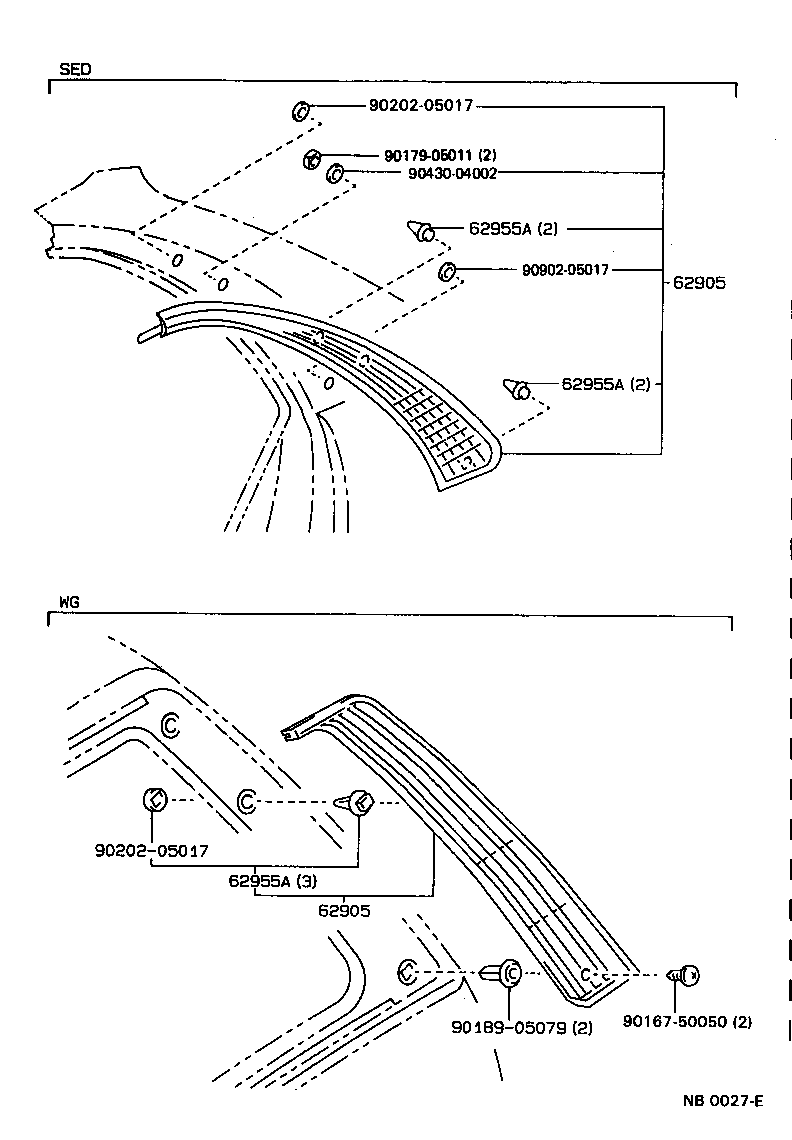 Toyota 62955-12040 RETAINER, QUARTER VENT LOUVER