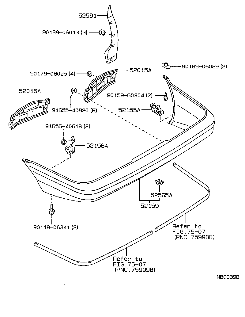 52182-12300 ARM SUB-ASSY, REAR BUMPER, LH product image