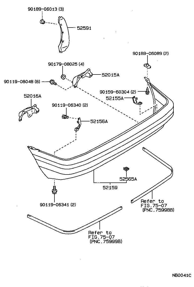 52182-12260 ARM SUB-ASSY, REAR BUMPER, LH product image