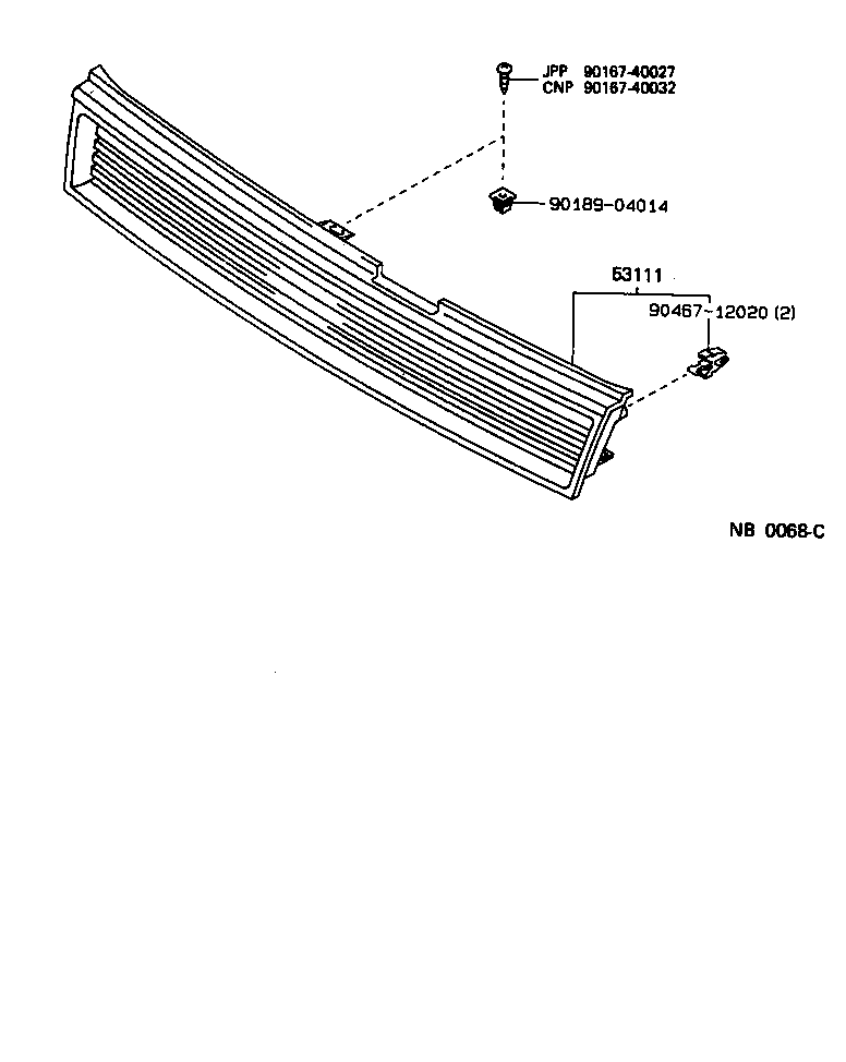 Toyota 53101-12670 GRILLE, RADIATOR