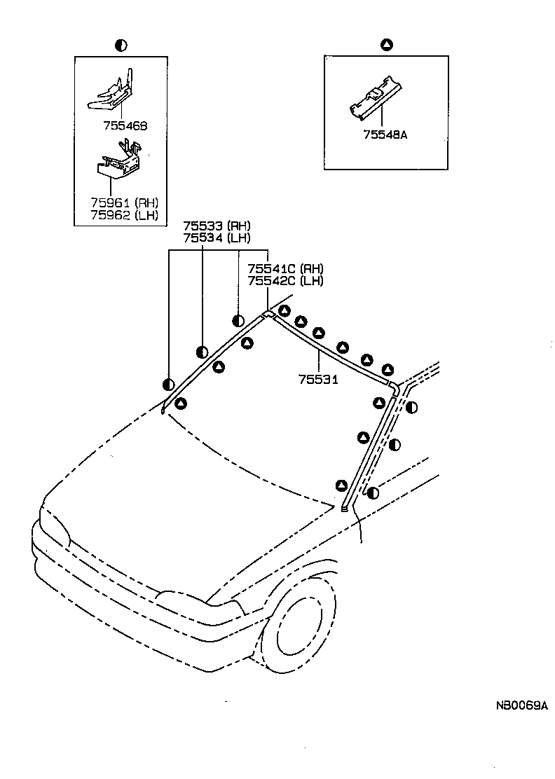 75531-12440 MOULDING, WINDSHIELD, OUTER UPPER product image