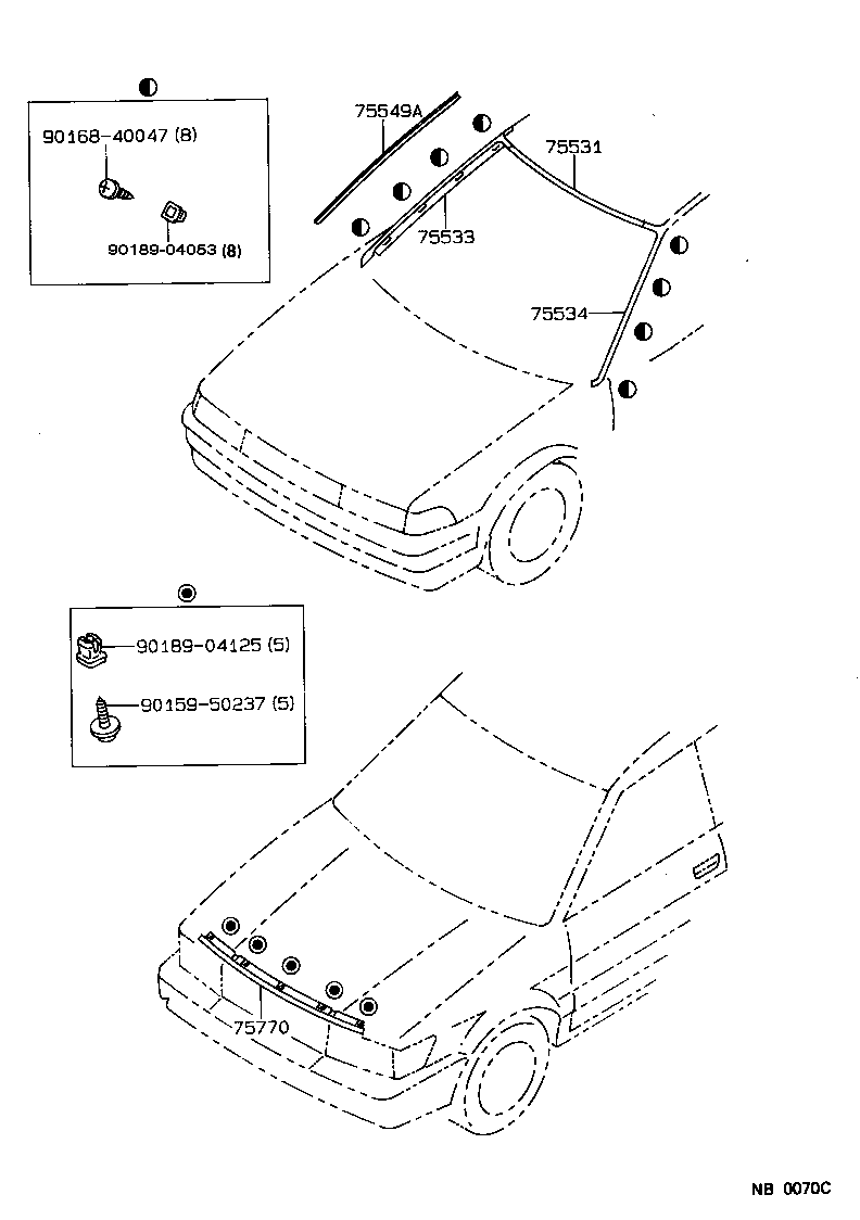 75531-12420 MOULDING, WINDSHIELD, OUTER UPPER product image