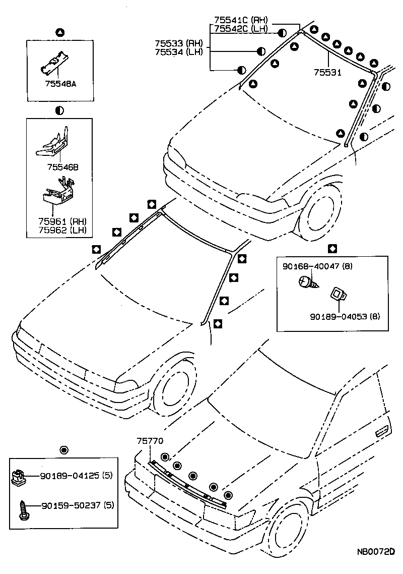 75534-12231 MOULDING, WINDSHIELD, OUTSIDE LH product image