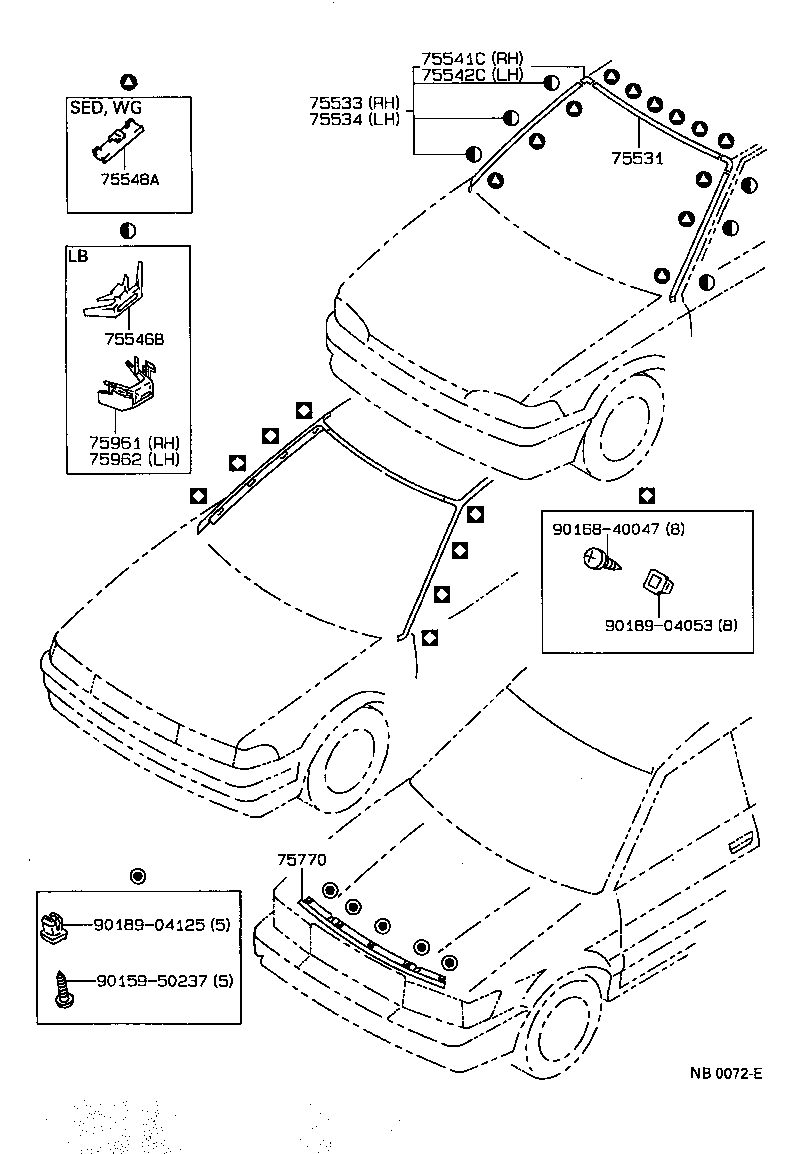 75533-12310 MOULDING, WINDSHIELD, OUTSIDE RH product image