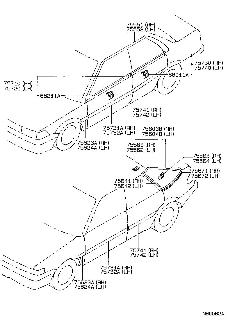 75741-12490 MOULDING, REAR DOOR, OUTSIDE RH product image