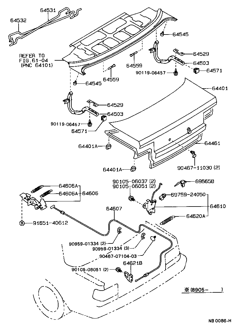 64607-12350 CABLE SUB-ASSY, LUGGAGE DOOR LOCK CONTROL product image