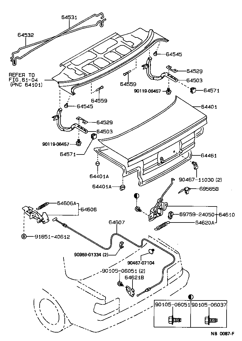 64461-12400 WEATHERSTRIP, LUGGAGE COMPARTMENT DOOR product image