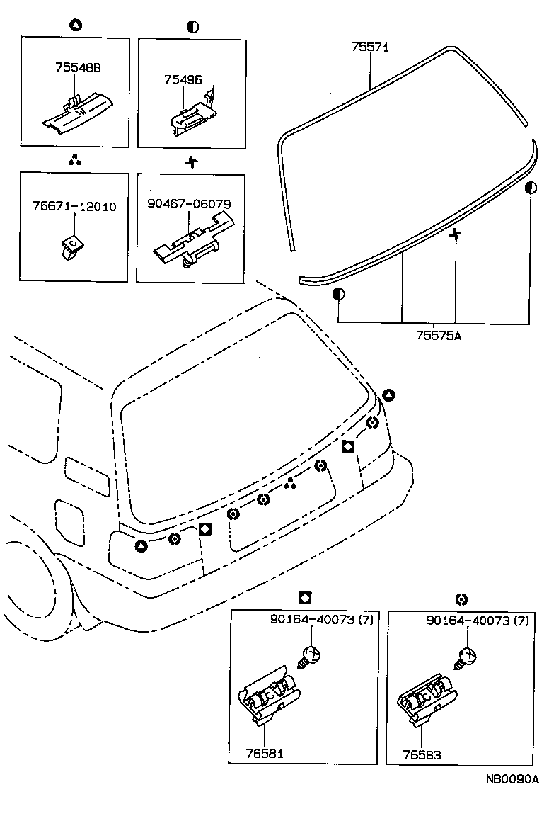 75571-12410 MOULDING, BACK WINDOW, OUTSIDE UPPER product image