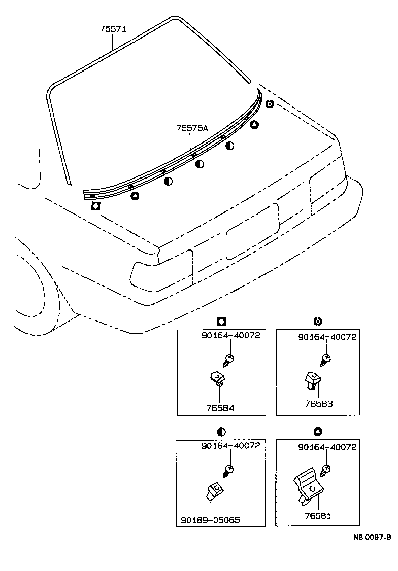 75575-12260 MOULDING, BACK WINDOW, OUTSIDE LOWER product image