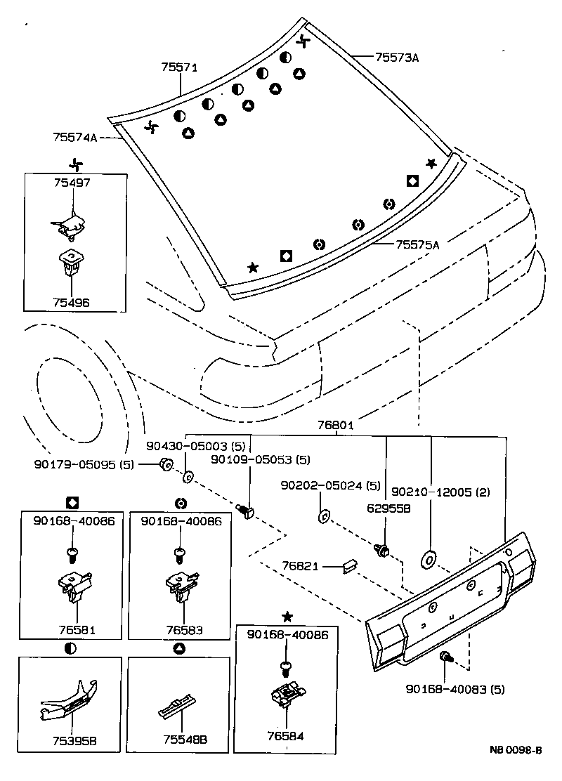 75575-12260 MOULDING, BACK WINDOW, OUTSIDE LOWER product image