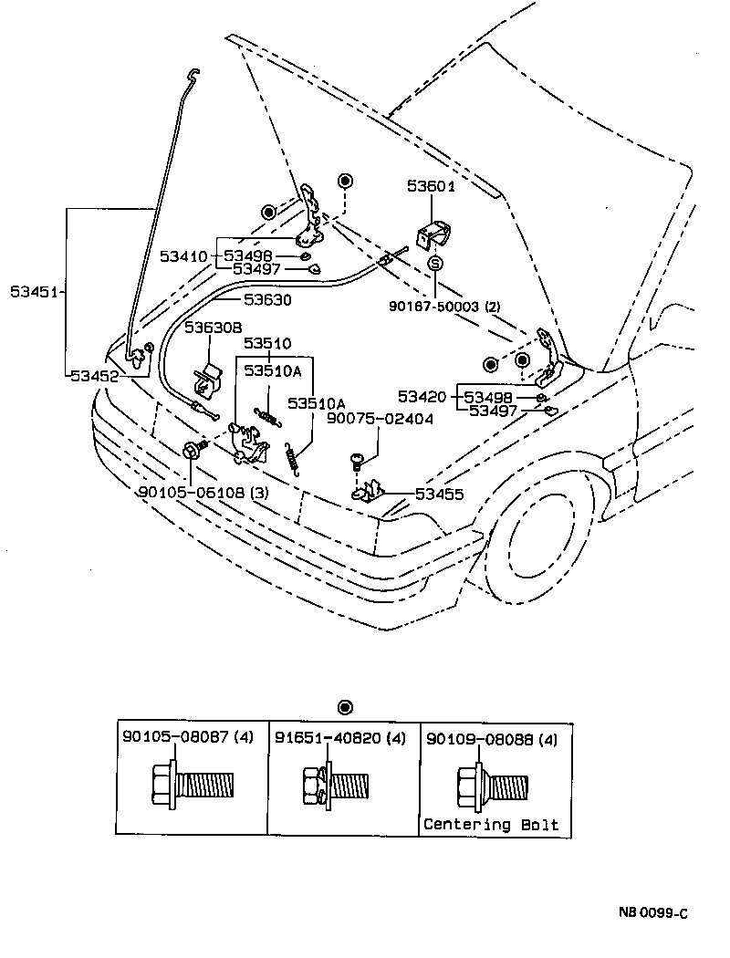 53630-12260 CABLE ASSY, HOOD LOCK CONTROL product image