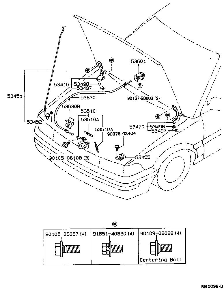53601-10020 LEVER SUB-ASSY, HOOD LOCK CONTROL product image