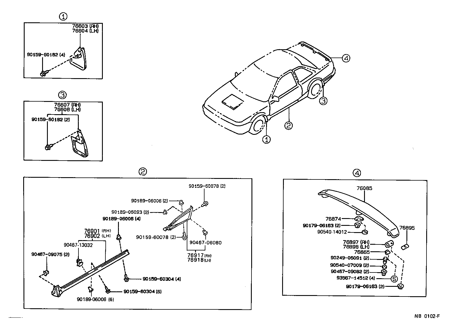 Toyota 76607-19465 MUDGUARD SUB-ASSY, QUARTER PANEL, REAR RH