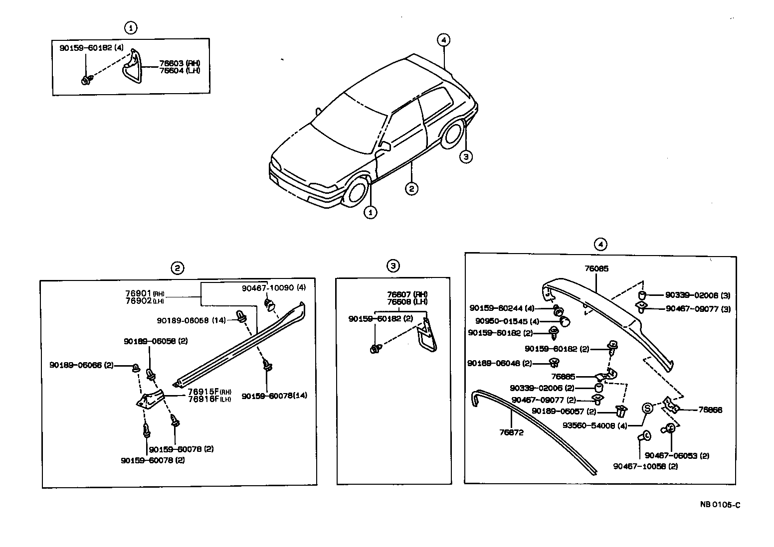 76866-12030 RETAINER, REAR SPOILER, NO.2 product image