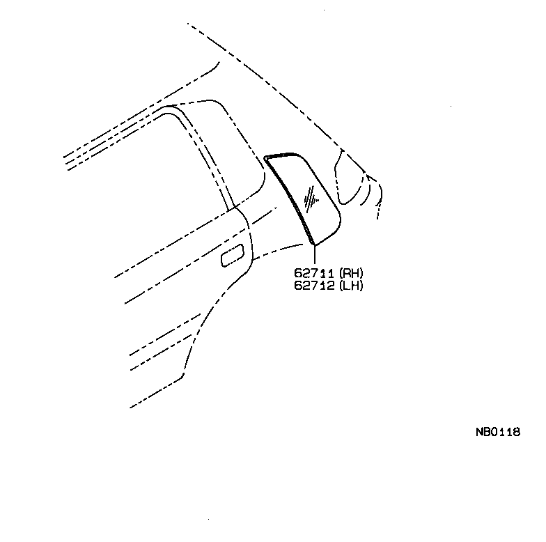 62072-12180 GLASS, QUARTER WINDOW, LH product image