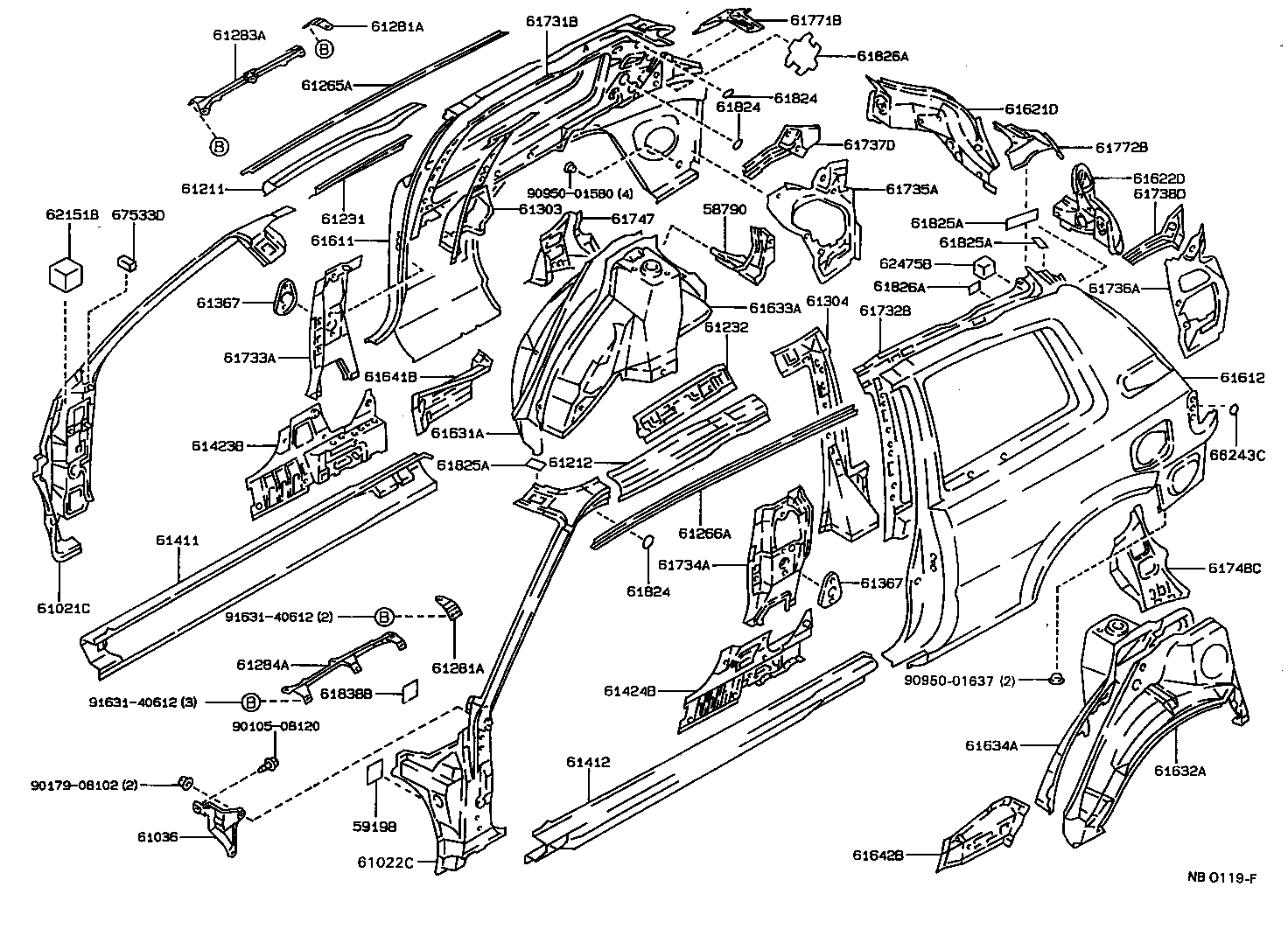 61631-13040 PANEL, QUARTER WHEEL HOUSE, OUTER RH product image