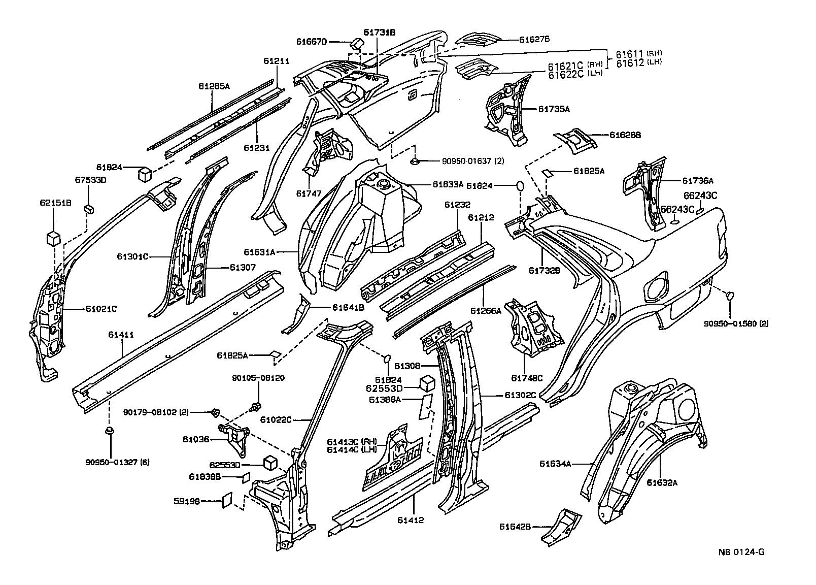 61622-12290 TROUGH, LUGGAGE COMPARTMENT OPENING, LH product image