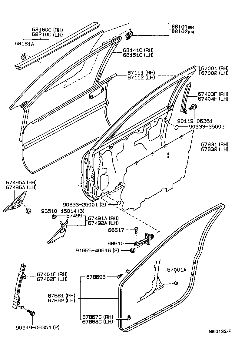 67404-12090 FRAME SUB-ASSY, FRONT DOOR, REAR LOWER LH product image