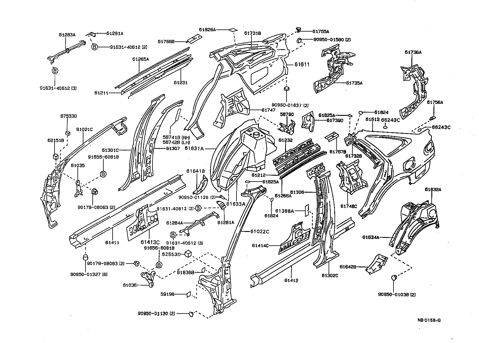 61705-12949 PANEL, ROOF SIDE, INNER REAR RH product image