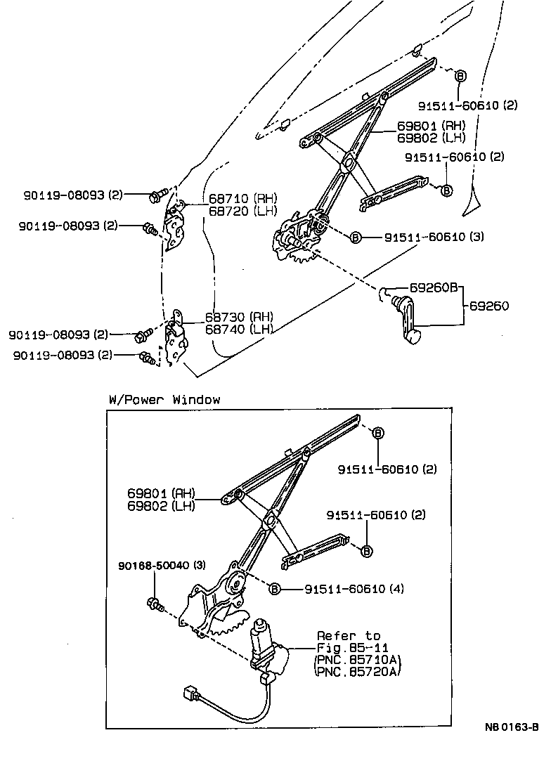 69801-12110 REGULATOR SUB-ASSY, FRONT DOOR WINDOW, RH product image
