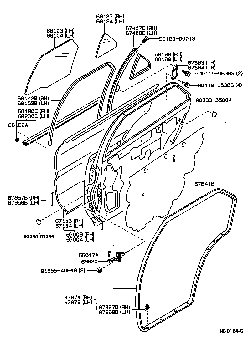 Toyota 67004-13220 PANEL SUB-ASSY, REAR DOOR, LH