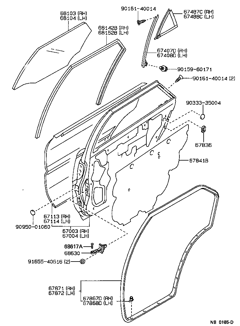 67487-12100 SEAL, REAR DOOR REAR GUIDE, RH product image