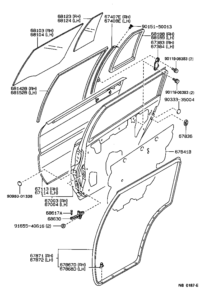 67640-13170-04 BOARD SUB-ASSY, REAR DOOR TRIM, LH product image