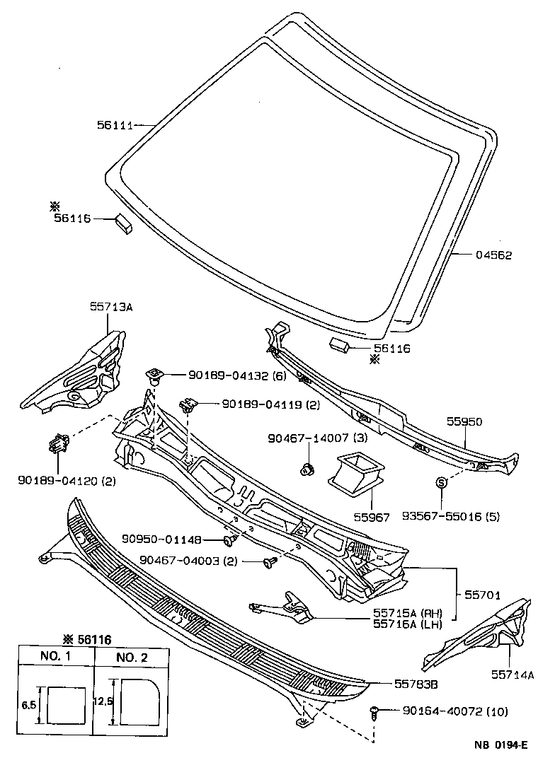 Toyota 56116-01020 SPACER, WINDSHIELD GLASS