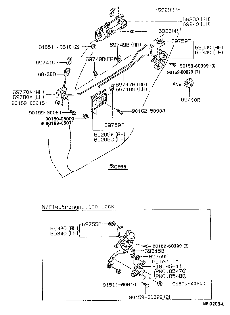 Toyota 69205-10040-13 HANDLE SUB-ASSY, REAR DOOR INSIDE, RH