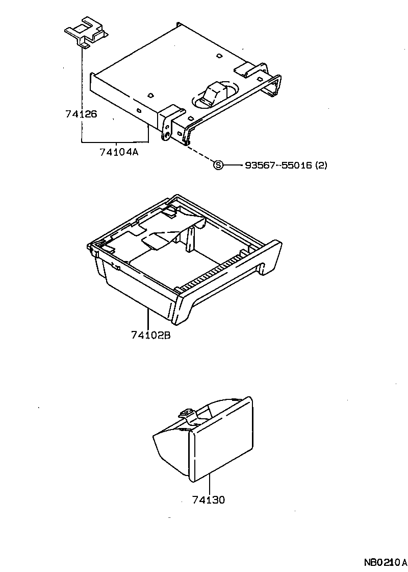 74104-01020 RETAINER SUB-ASSY, FRONT ASH RECEPTACLE product image