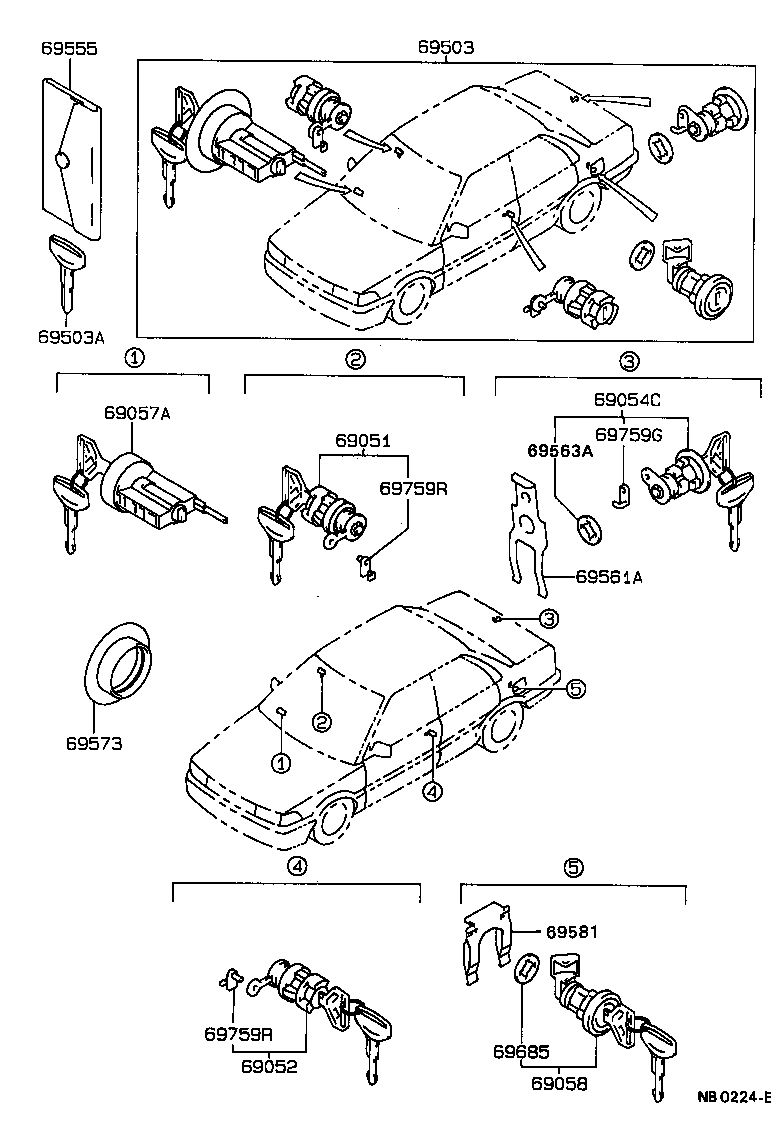69005-13130 CYLINDER SET, LOCK product image